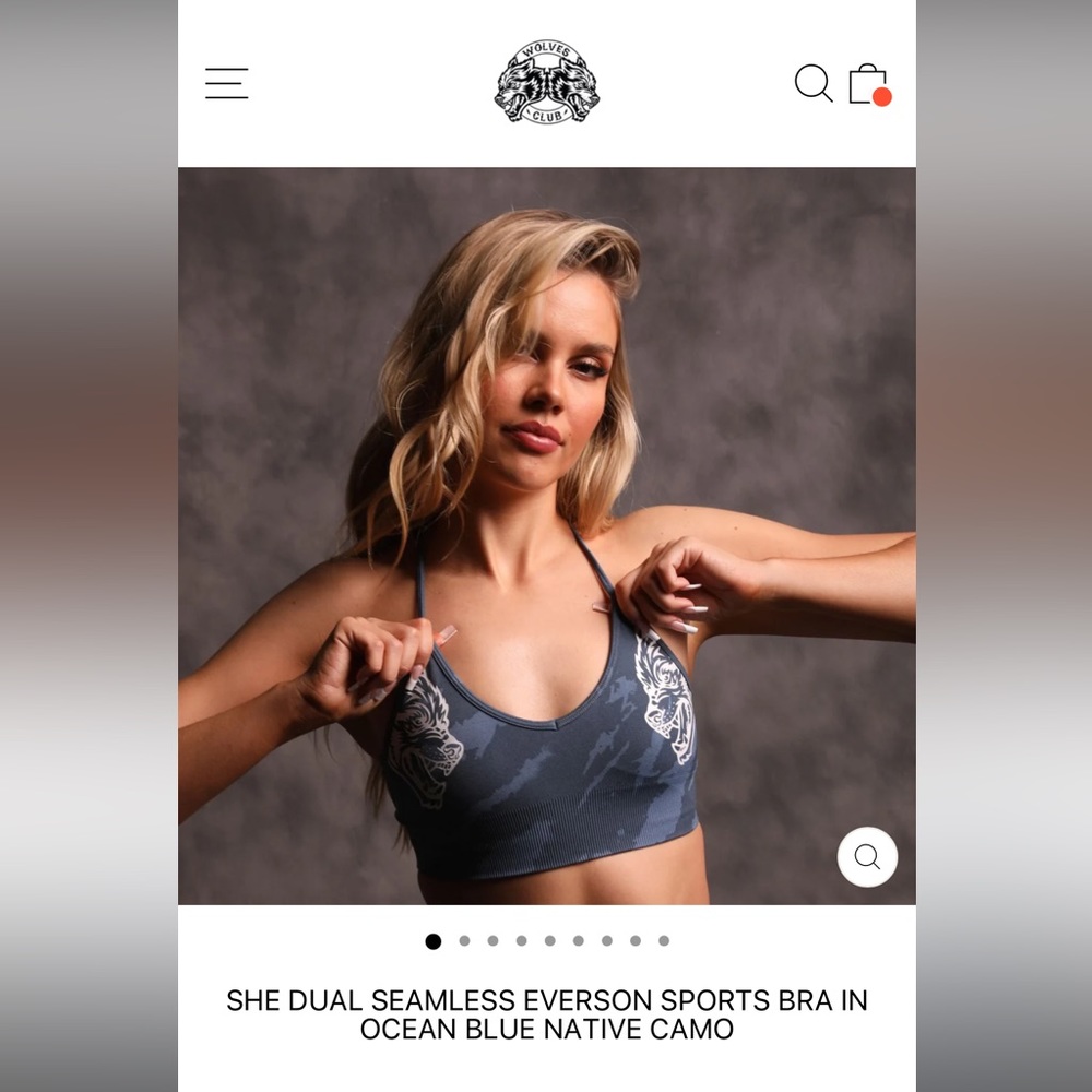 NWT DarcSport she wolves blue camo sport bra size s